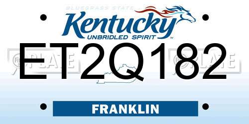 ET2Q182 Kentucky License Plate
