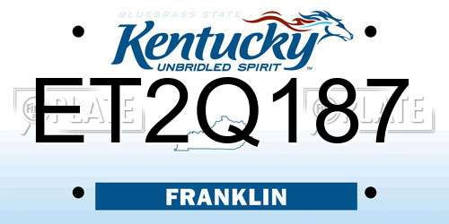ET2Q187 Kentucky License Plate