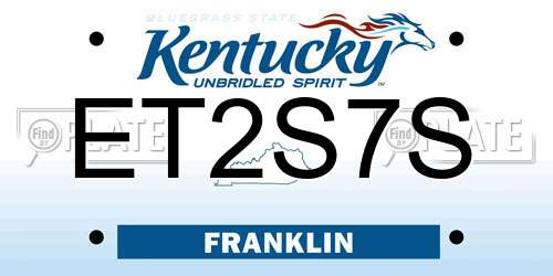 ET2S7S Kentucky License Plate