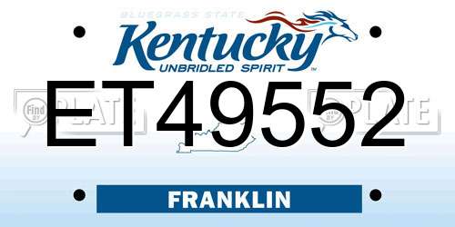 ET49552 Kentucky License Plate