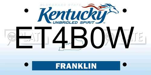 ET4B0W Kentucky License Plate