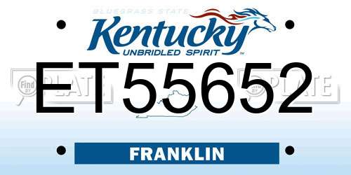 ET55652 Kentucky License Plate