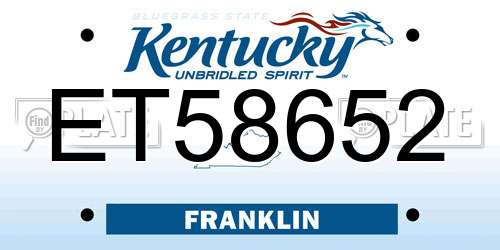 ET58652 Kentucky License Plate