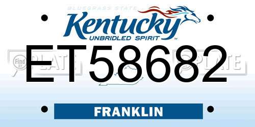 ET58682 Kentucky License Plate