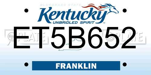 ET5B652 Kentucky License Plate