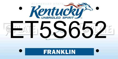 ET5S652 Kentucky License Plate