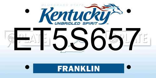ET5S657 Kentucky License Plate