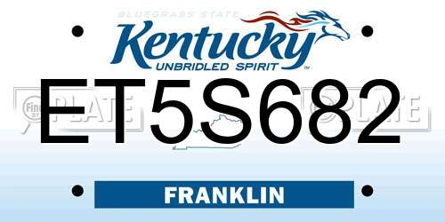 ET5S682 Kentucky License Plate
