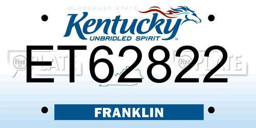 ET62822 Kentucky License Plate
