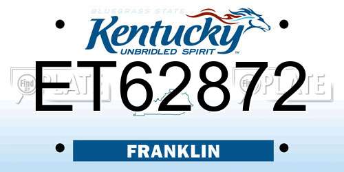 ET62872 Kentucky License Plate