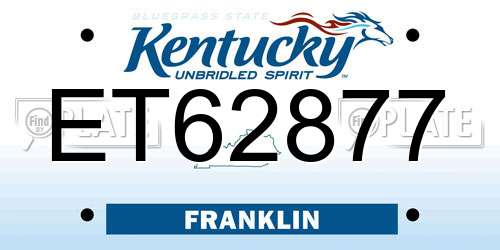 ET62877 Kentucky License Plate