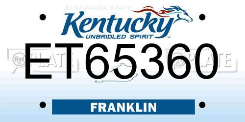 ET65360 Kentucky License Plate