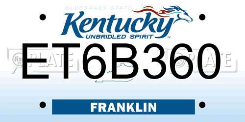 ET6B360 Kentucky License Plate