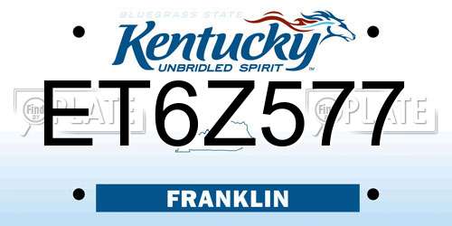 ET6Z577 Kentucky License Plate