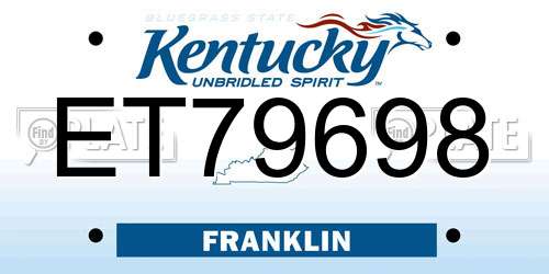 ET79698 Kentucky License Plate