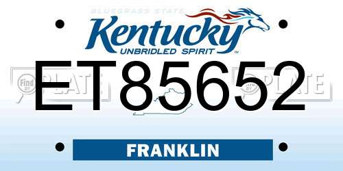 ET85652 Kentucky License Plate
