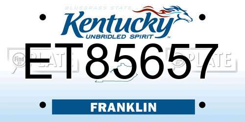 ET85657 Kentucky License Plate