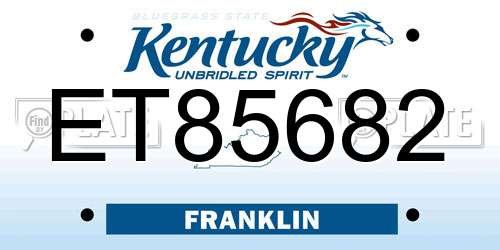ET85682 Kentucky License Plate