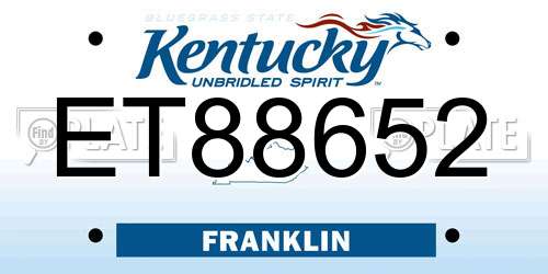 ET88652 Kentucky License Plate