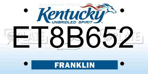 ET8B652 Kentucky License Plate