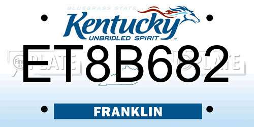 ET8B682 Kentucky License Plate