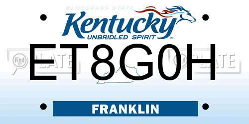 ET8G0H Kentucky License Plate