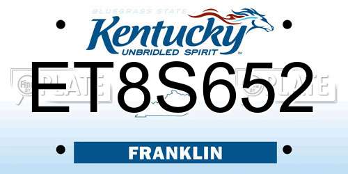 ET8S652 Kentucky License Plate