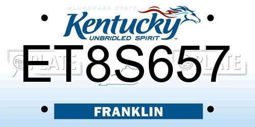 ET8S657 Kentucky License Plate