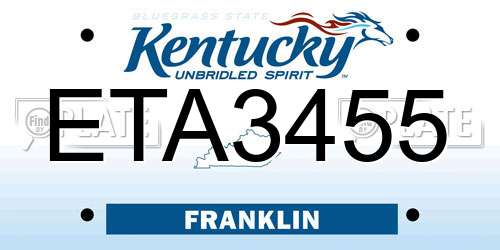 ETA3455 Kentucky License Plate