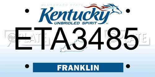 ETA3485 Kentucky License Plate