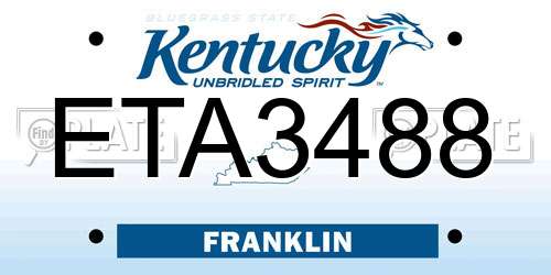 ETA3488 Kentucky License Plate