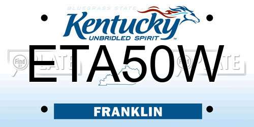 ETA50W Kentucky License Plate