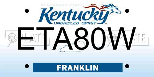 ETA80W Kentucky License Plate