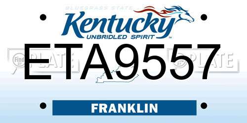 ETA9557 Kentucky License Plate
