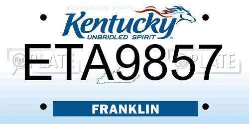 ETA9857 Kentucky License Plate