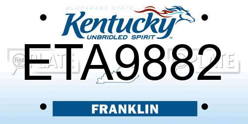 ETA9882 Kentucky License Plate