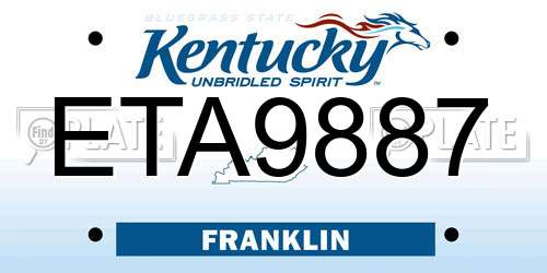 ETA9887 Kentucky License Plate
