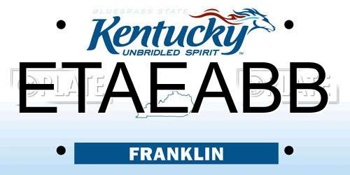 ETAEABB Kentucky License Plate