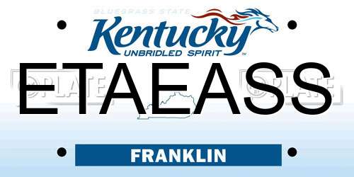 ETAEASS Kentucky License Plate