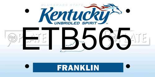 ETB565 Kentucky License Plate