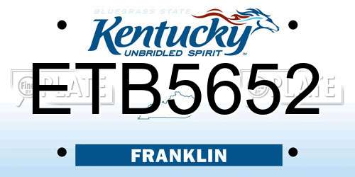 ETB5652 Kentucky License Plate