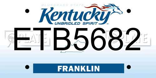 ETB5682 Kentucky License Plate