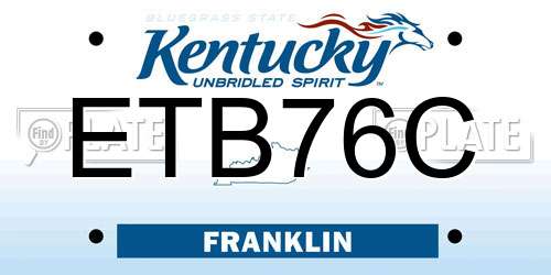 ETB76C Kentucky License Plate