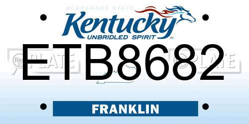 ETB8682 Kentucky License Plate