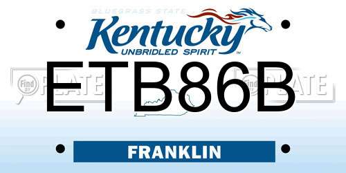 ETB86B Kentucky License Plate