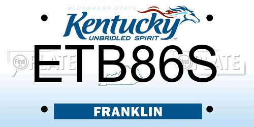ETB86S Kentucky License Plate