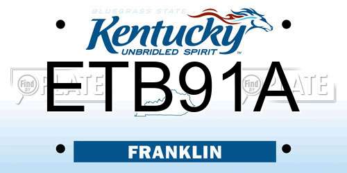ETB91A Kentucky License Plate