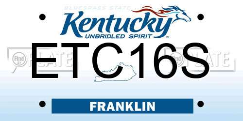 ETC16S Kentucky License Plate