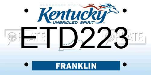 ETD223 Kentucky License Plate