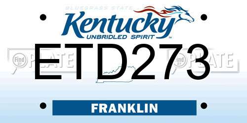 ETD273 Kentucky License Plate